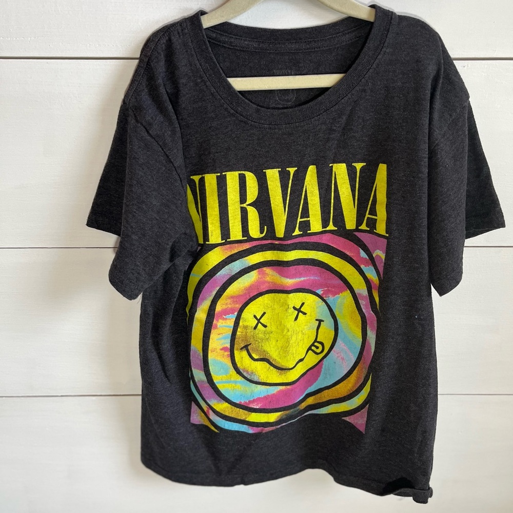 NIRVANA Kids Charcoal Tee with Colorful Graphic
